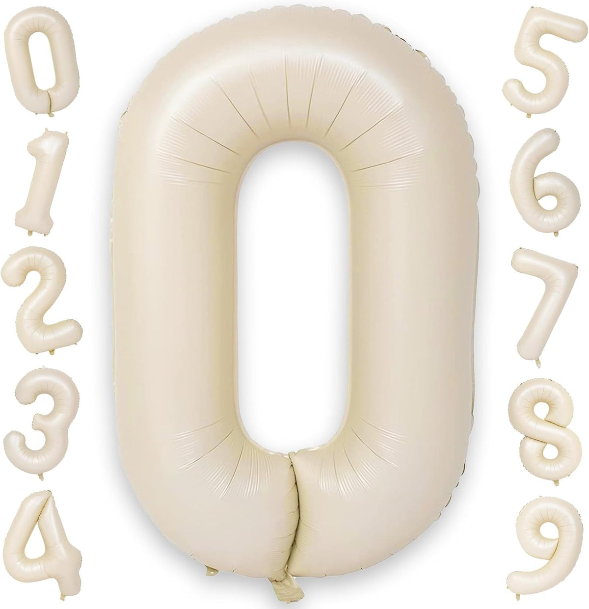 40 Inch Large Cream Numbers Balloons 0-9, Self Inflating White Sand Foil Number 0 Helium Balloon
