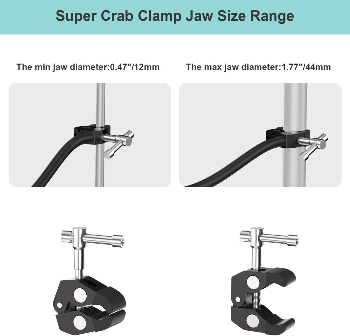 Gooseneck Microphone Stand,19.69" Flexible Adjustable Arm Super Crab Clamp Mic Clip 3/8"-16 to