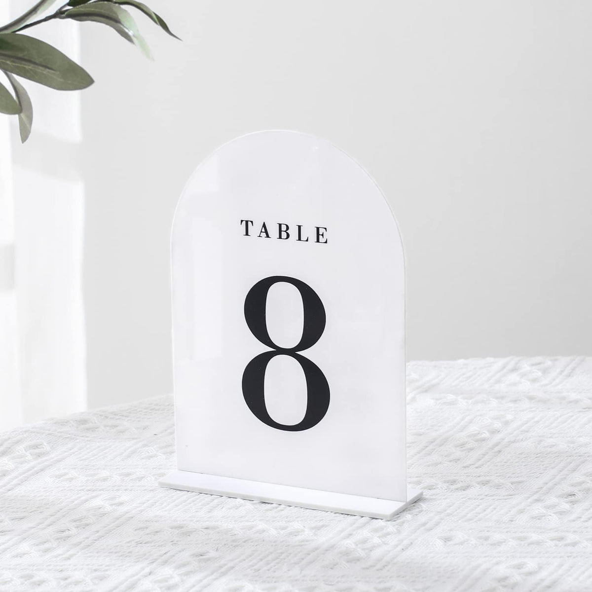 UNIQOOO White Arch Wedding Table Numbers with Stands 1-20, 5x7" Acrylic Signs and Holders, Perfect