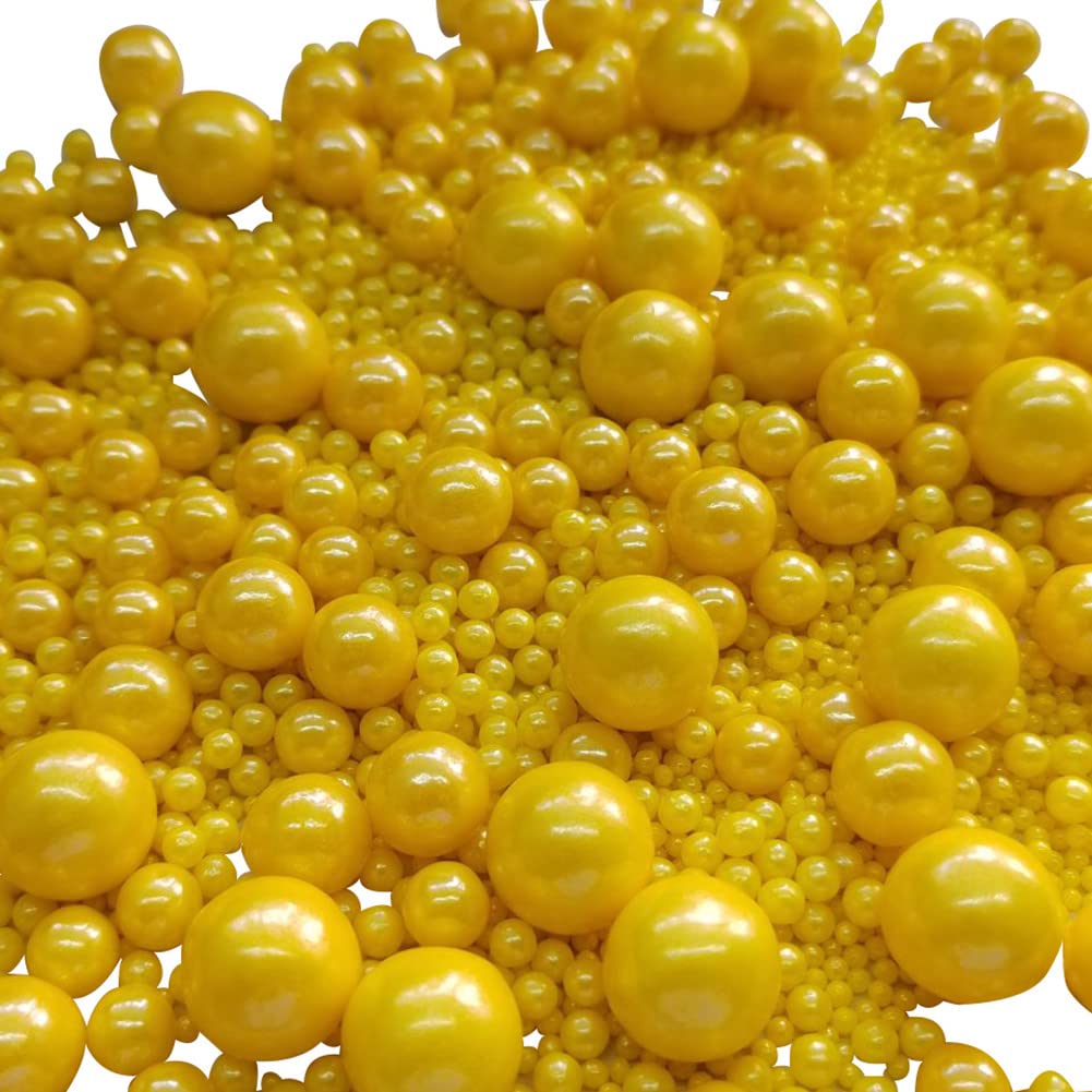Edible Yellow Sugar Pearls Candy Sprinkles 120G/ 4.23Ounce Baking Cake Sprinkles Cupcake and Cake