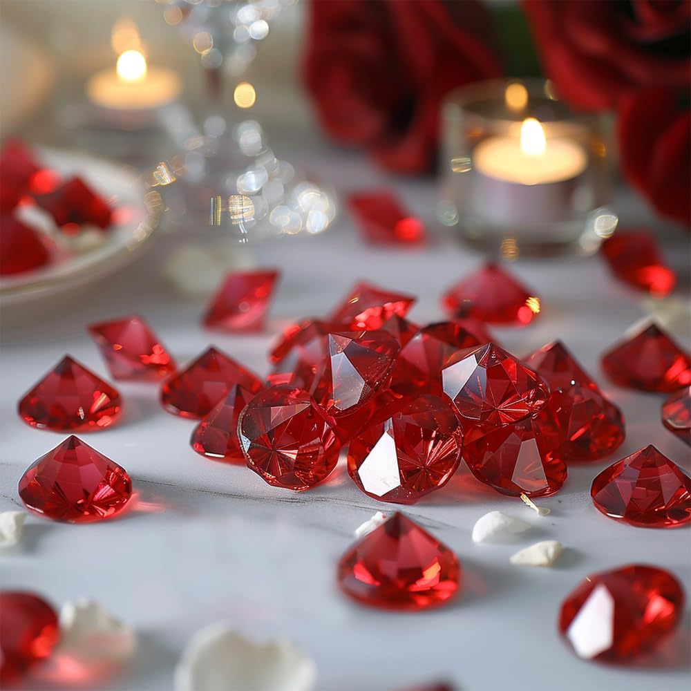 250 PCS Red Acrylic Diamonds Pirate Gems 20 mm,Table Scatter,Wedding Centerpieces,Party