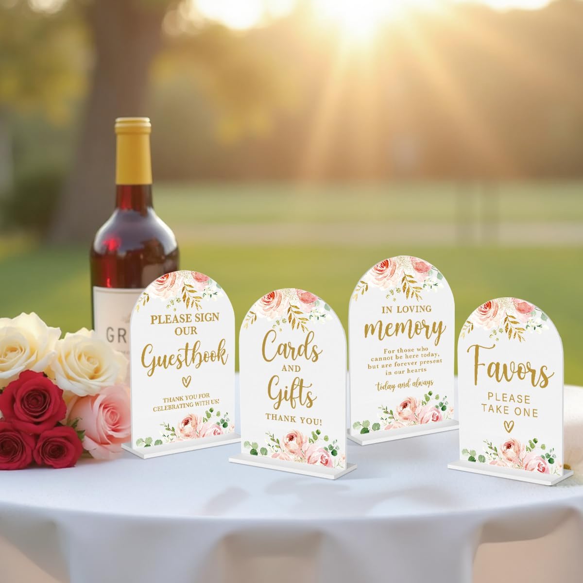 4 Pcs Acrylic Wedding Signs for Reception, Bridal Shower Decorations, Cards and Gifts Signs, Guest