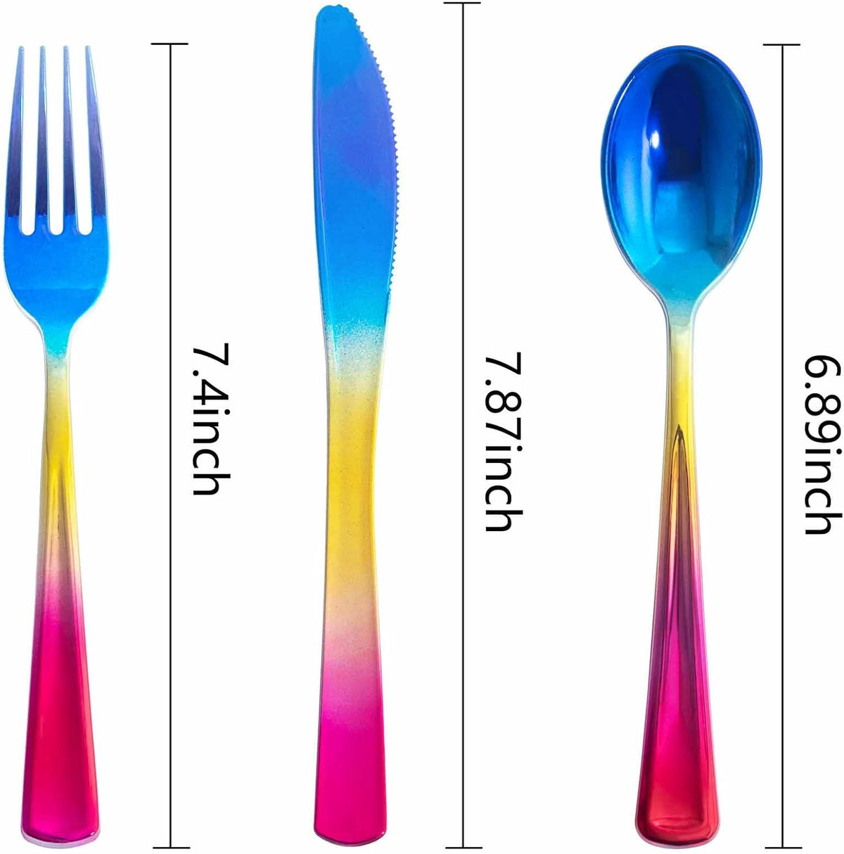 Supernal 120pcs Rainbow Plastic Silverware Set Colorful Party Utensils Blue Pink Gold Plastic