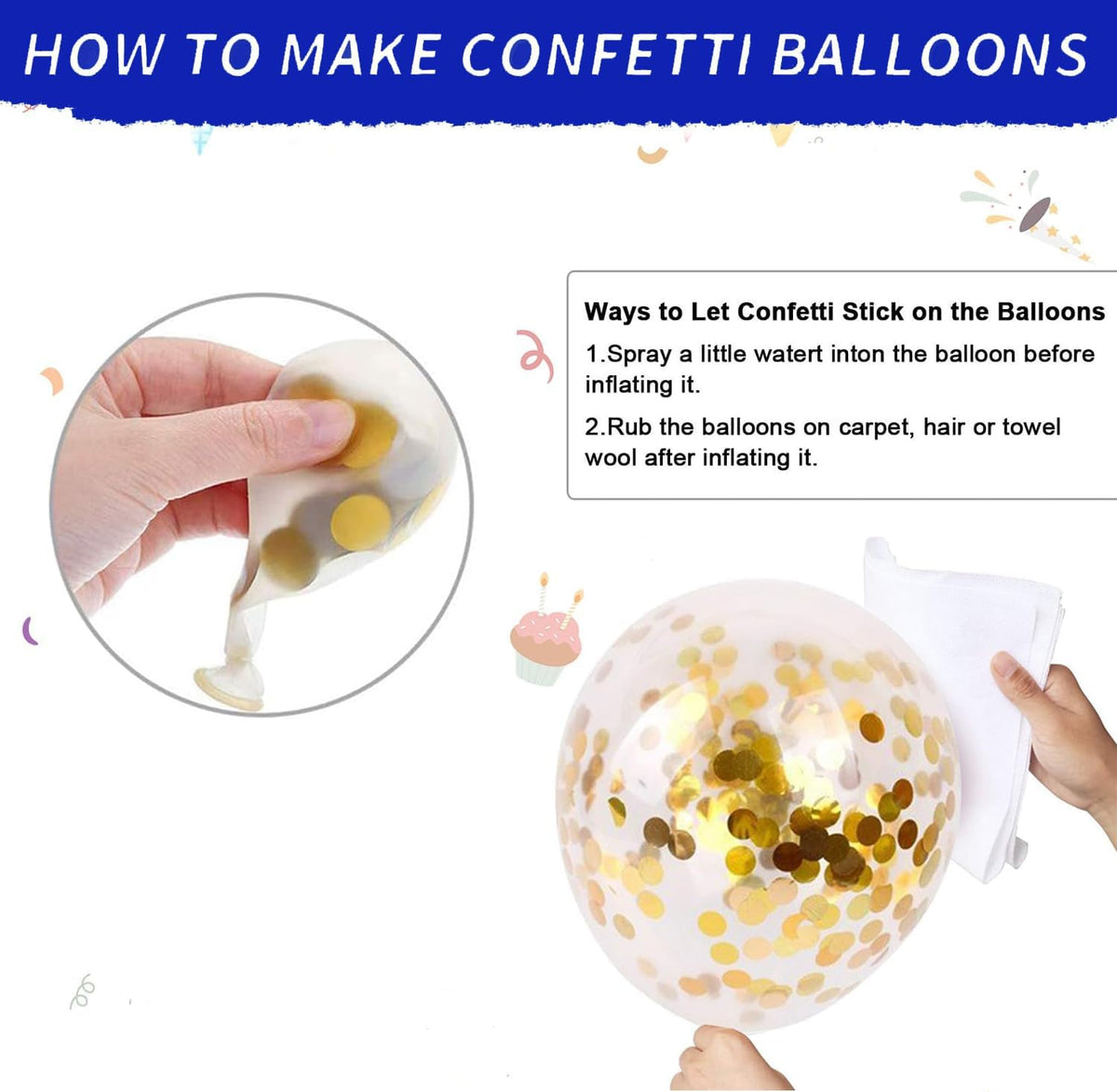Blue and Gold Balloons,65pcs 12 inch Navy Blue Balloon Metallic Blue Gold Confetti Balloons for