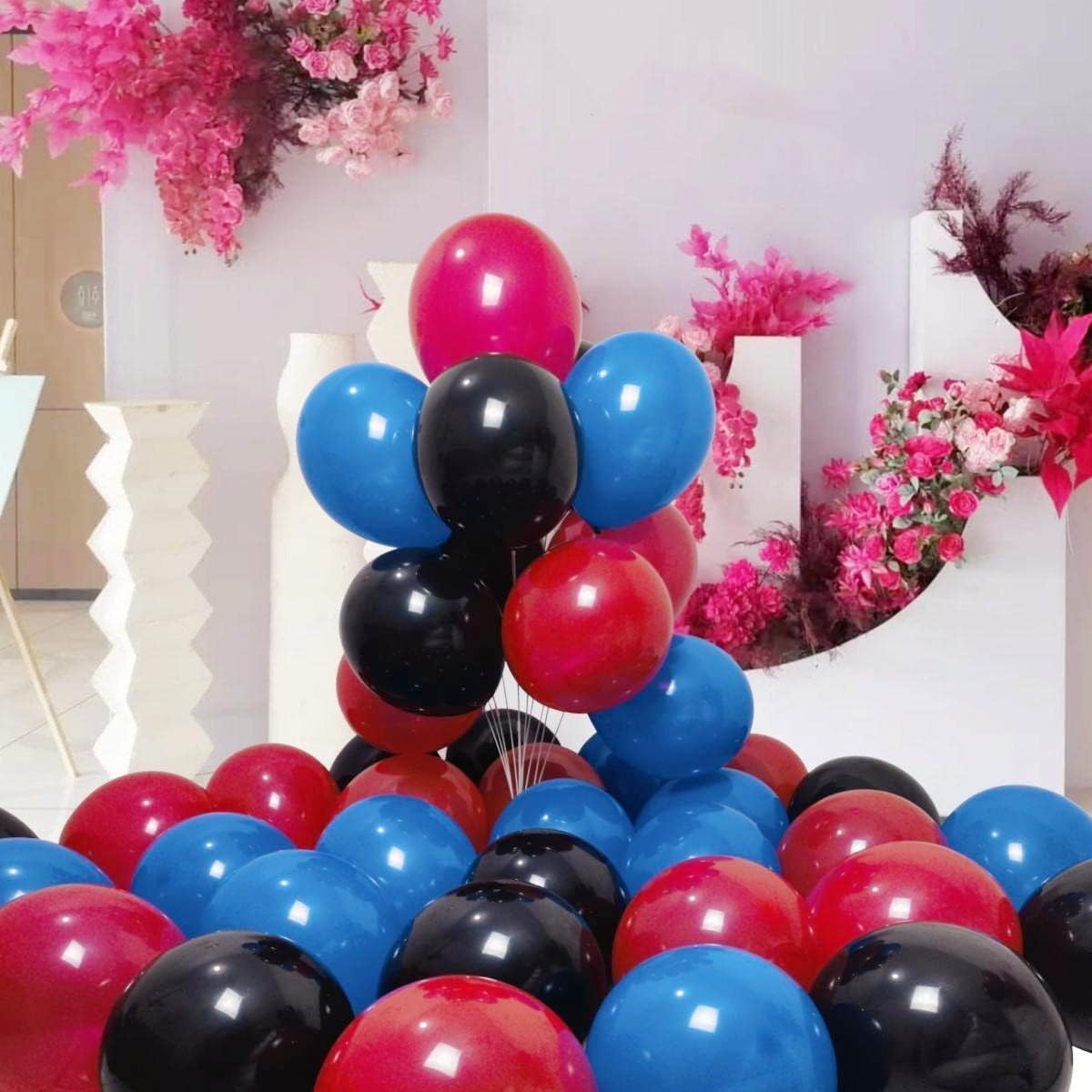 300 Pack Red Black Blue Balloons 100 of each of the 3 colors 12 inch Red Black Blue Latex Party
