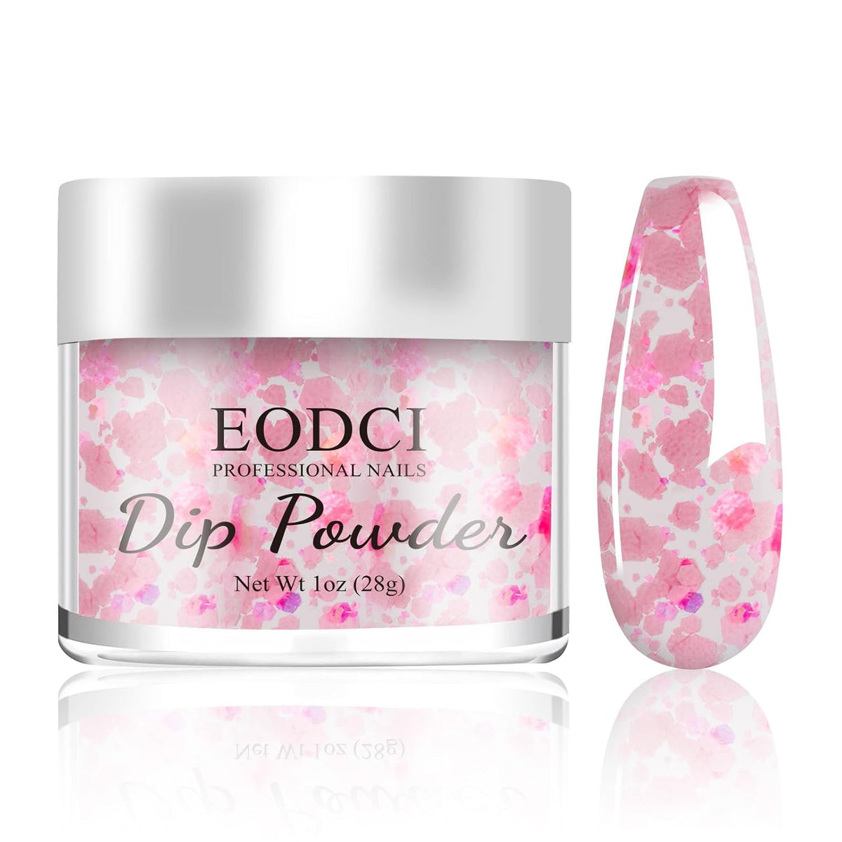 Dip Powder Glitter Pink Color, 1 Oz/28g Dipping Powder French Nail Art Starter Manicure Salon DIY