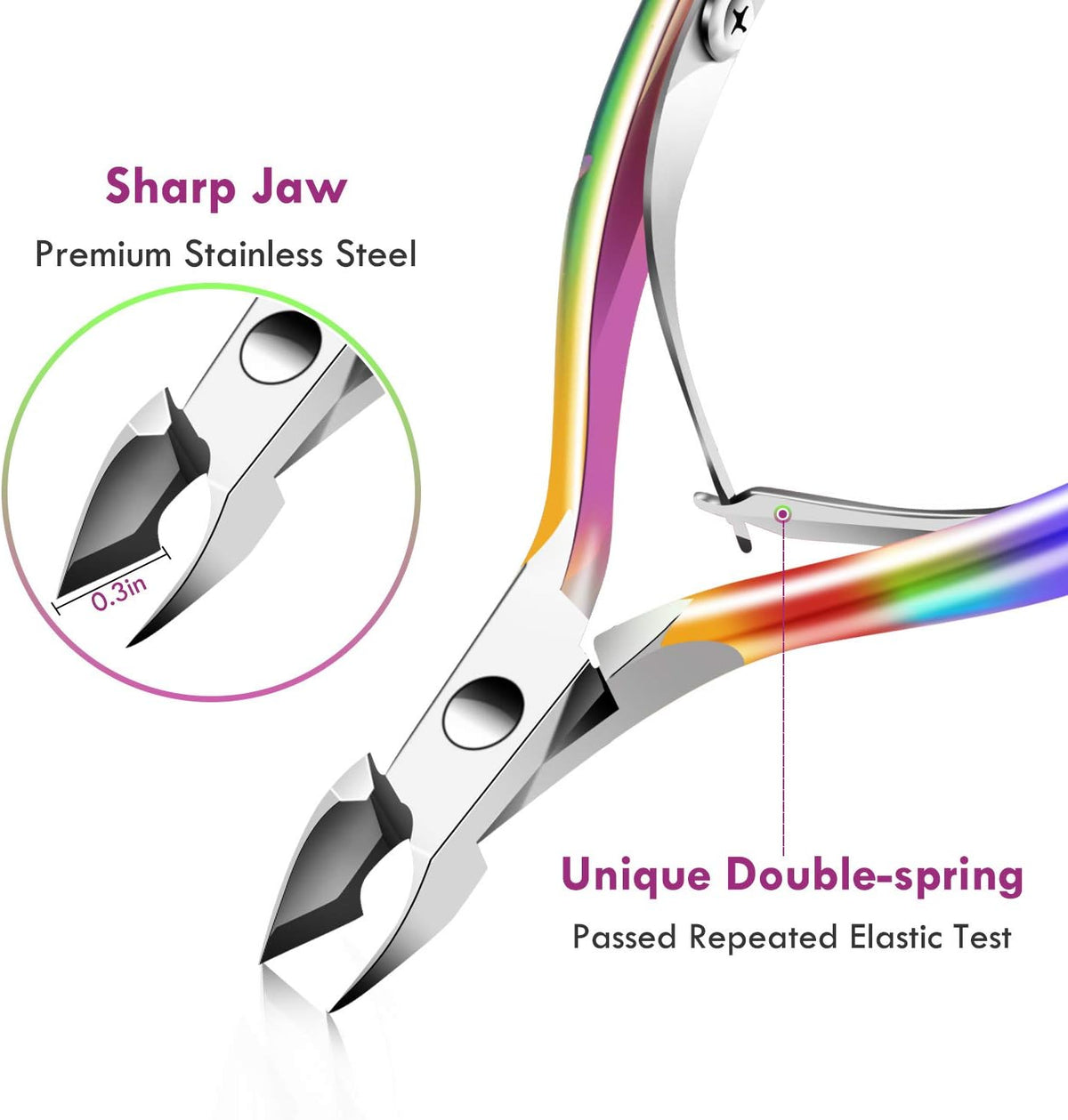 Cuticle Trimmer Cuticle Remover with Cuticle Pusher, XUNXMAS Professional Stainless Steel Durable