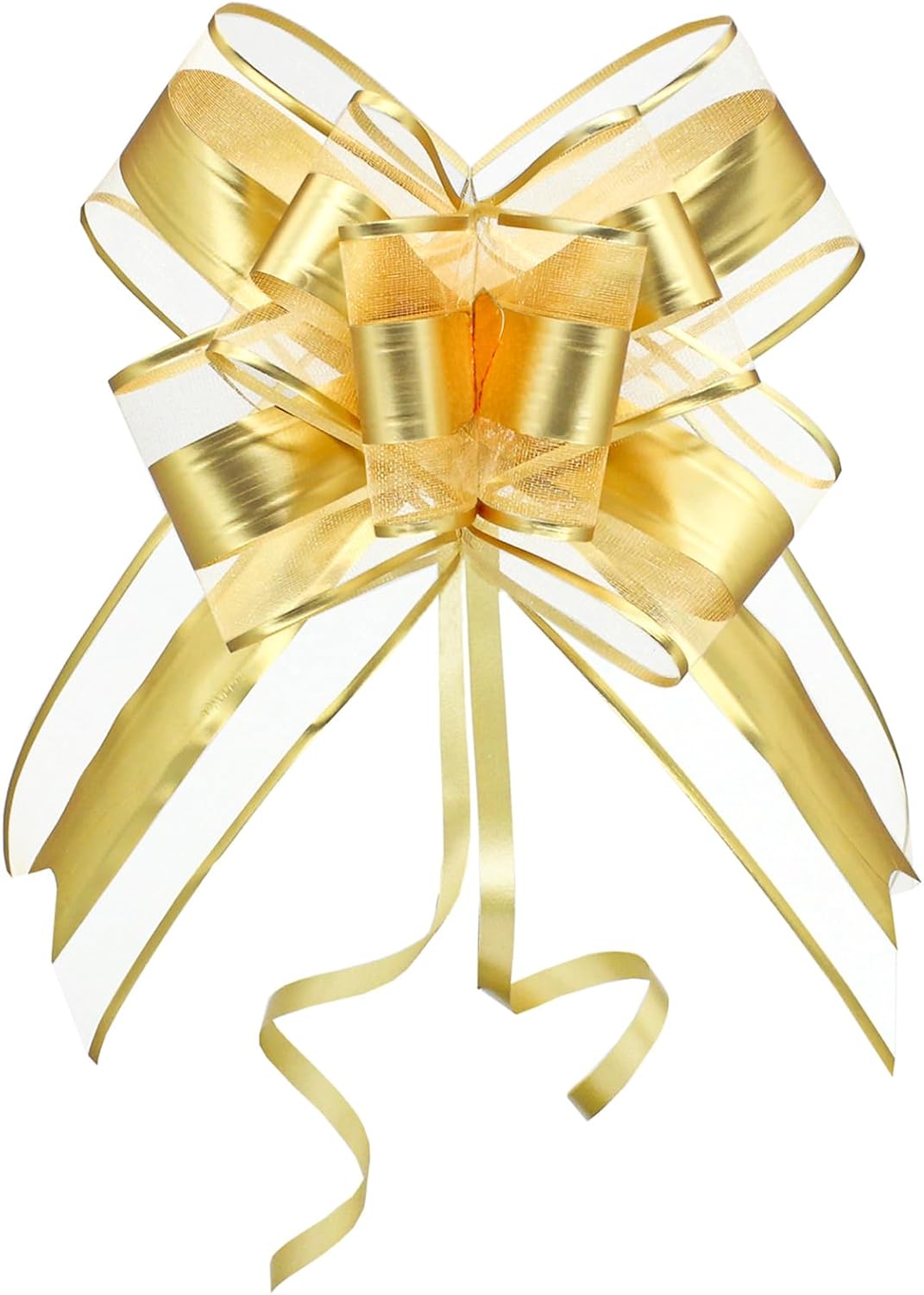 Gold Bows for Gifts, Large Pull Bow for Gift Wrapping, Christmas, New Year, Birthday, Weddings