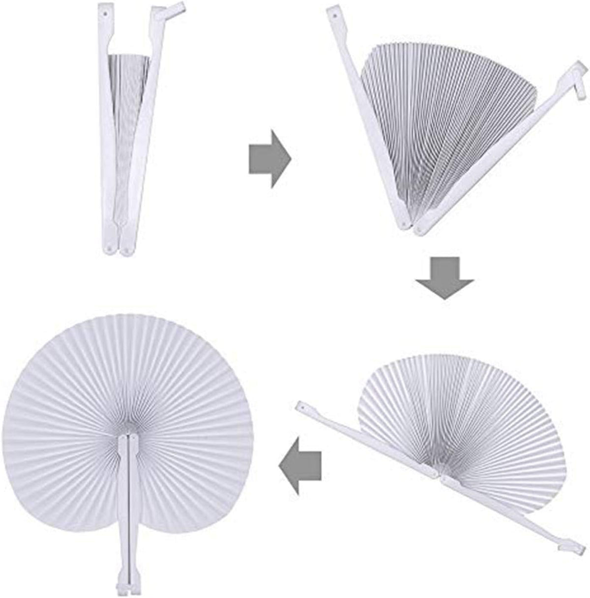 20 Pcs Folding Handheld Paper Fans Bulk Chinese Oriental Floral Wedding Round Shaped Accordion Fans
