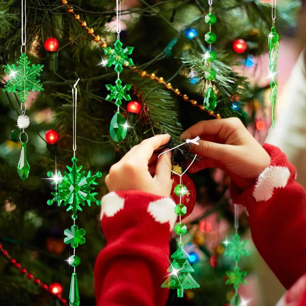 Lanpn 26 Pcs Christmas Ornaments Crystal Christmas Tree Decoration, Hanging Clear Acrylic Snowflake