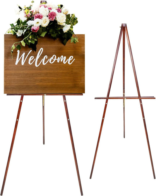 Conda 63" Wooden Tripod Artist Display Easel with Tray, A-Frame Adjustable Easel Stand for Wedding
