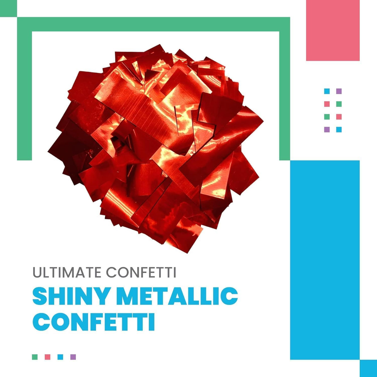Shiny Metallic Confetti, Red Color - Fluttering Foil Paper Strips for Confeti Cannon and Launcher