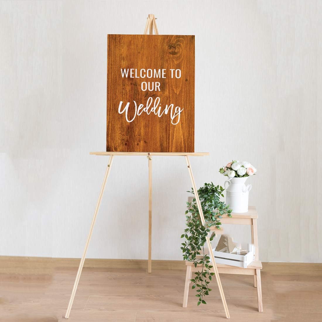 Andaz Press Extra Large Wedding Easel Board Party Sign, 12x18-inch, Rustic Barn Wood, Welcome to