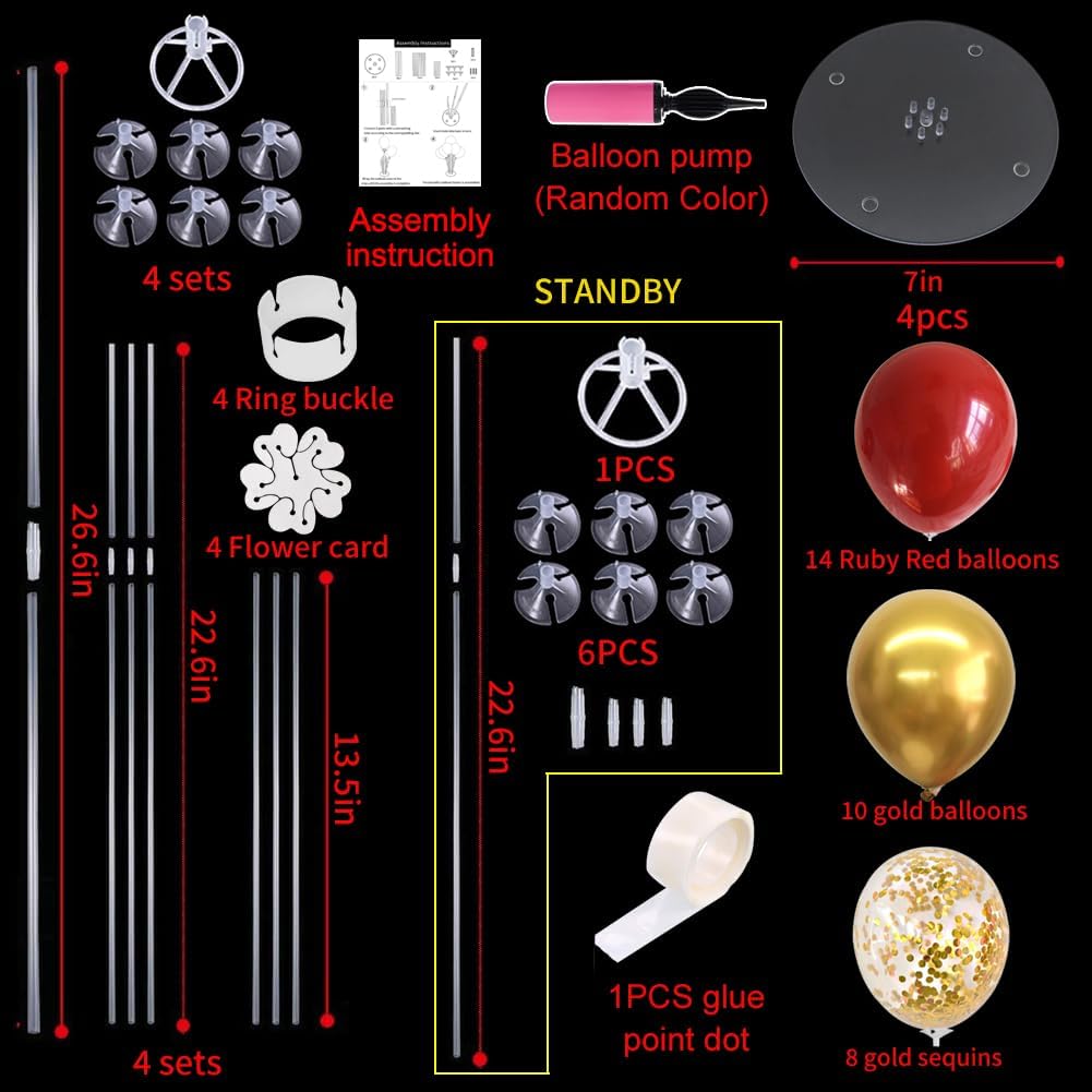 TONIFUL Red and Gold Balloon Stand Kit with Balloons for 2025