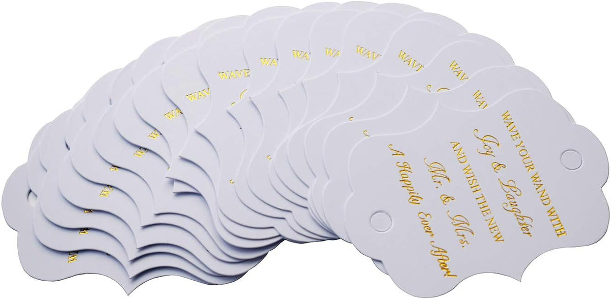 Kingsnow 100 Pack Wedding Ribbon Wand Favor Tags, Ribbon Wands Send Off Tag Exit Wand Tags for