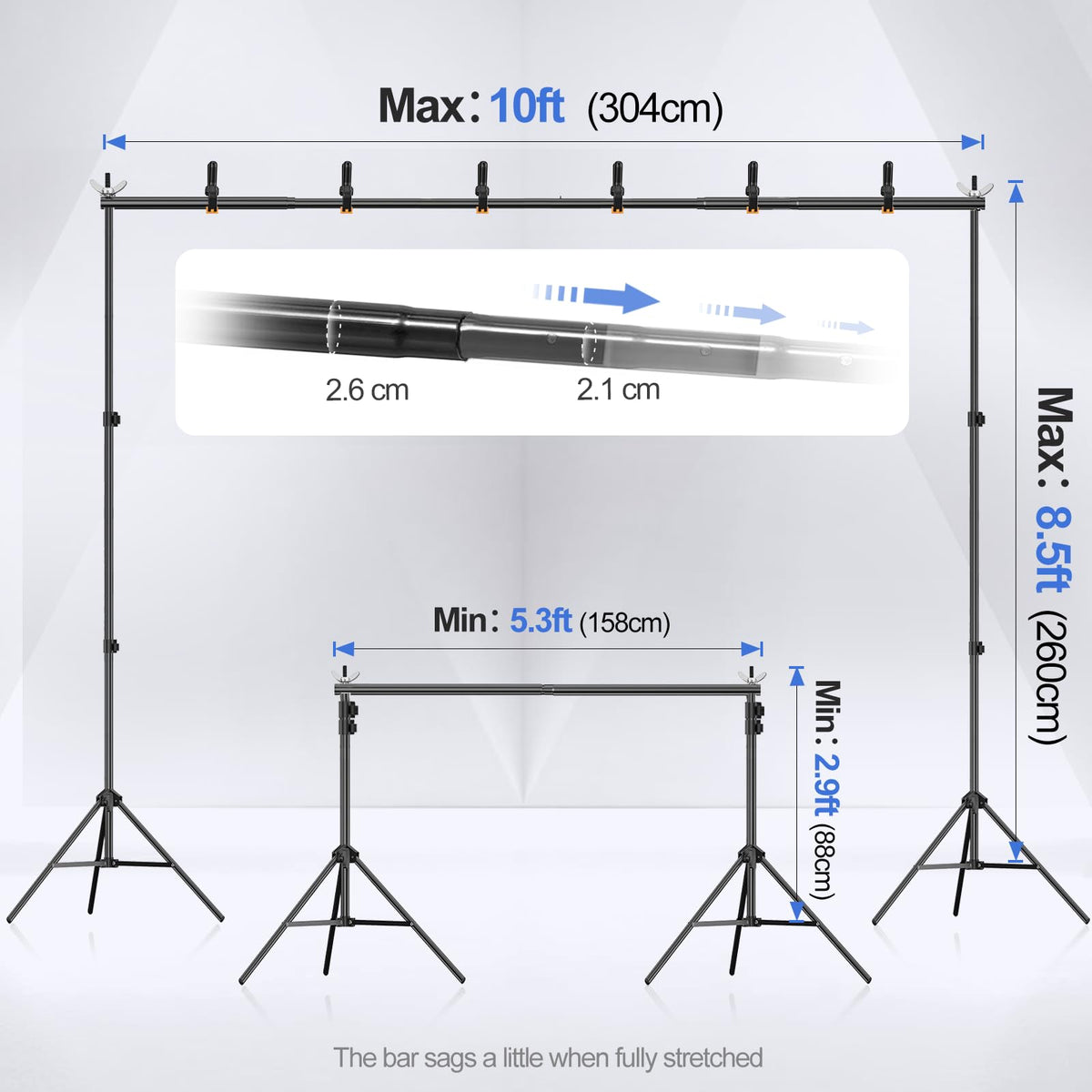 EMART Backdrop Stand 10x8.5FT Adjustable Back Drop Stand for Party Events
