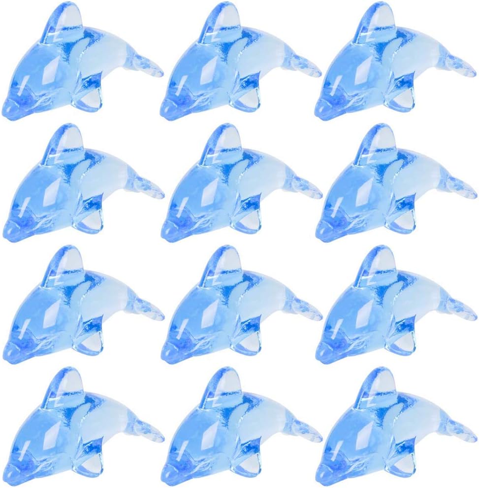 ArtCreativity Acrylic Dolphin Cake & Cupcake Toppers, Set of 24, Mini 2 Inch Dolphin Figurines