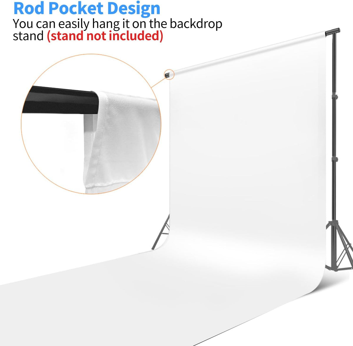 HEMMOTOP White Backdrop 10x12ft, Large Photography Background Screen for Photoshoot, 3x3.6m