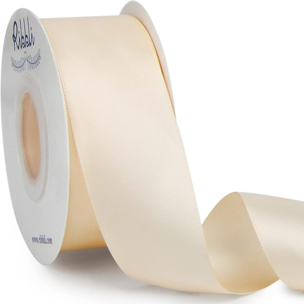 Ribbli Cream Double Faced Satin Ribbon,1-1/2” x Continuous 25 Yards,Use for Bows Bouquet,Gift