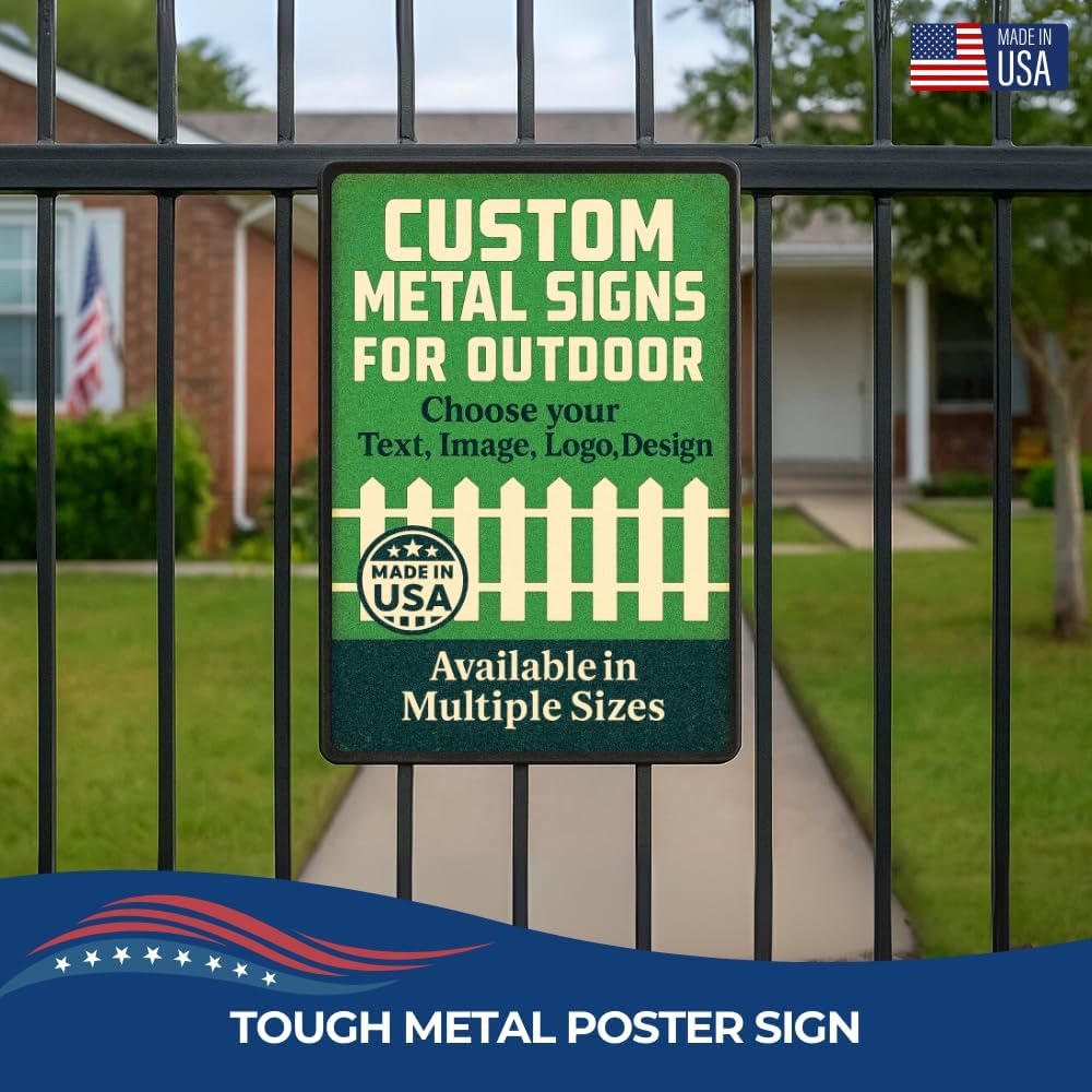 Custom Metal Signs By DC for Outdoor Use – Heavy Duty 1mm Thick Personalized Metal Sign | Vintage