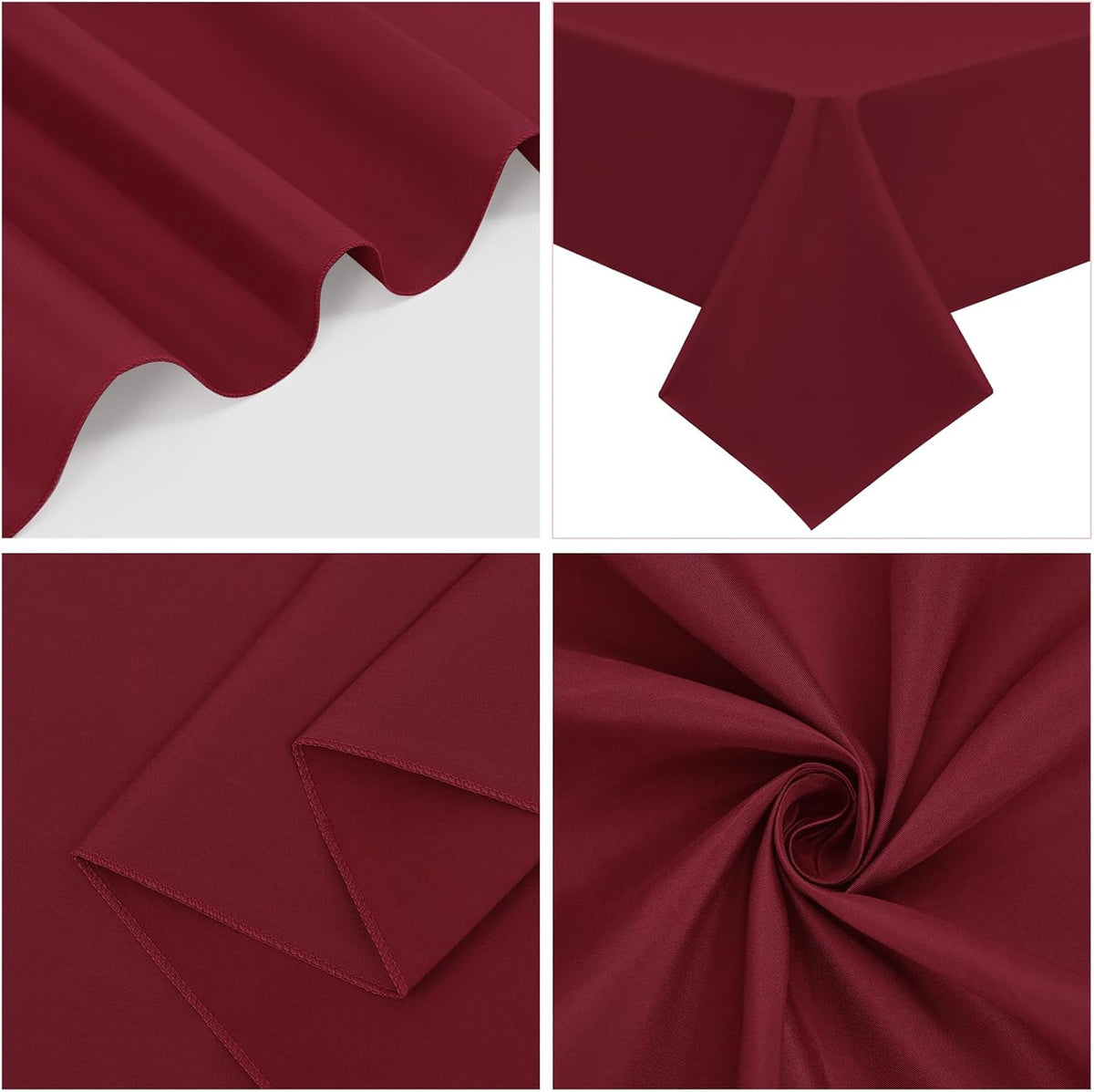 10 Pack Burgundy Tablecloths for 6ft Rectangle Tables 60 x 102 Inch - Polyester Table Cover Stain
