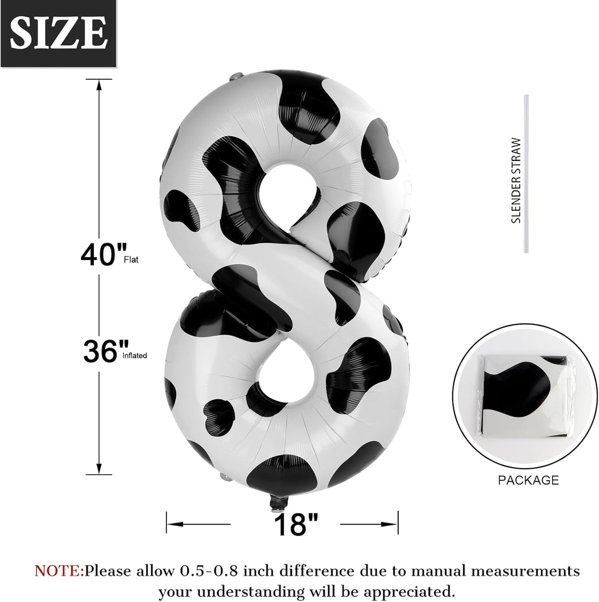 Cow Print Number Balloon Birthday Decorations, 40 inch Number balloon 0-9(Zero-Nine), Cow Balloon