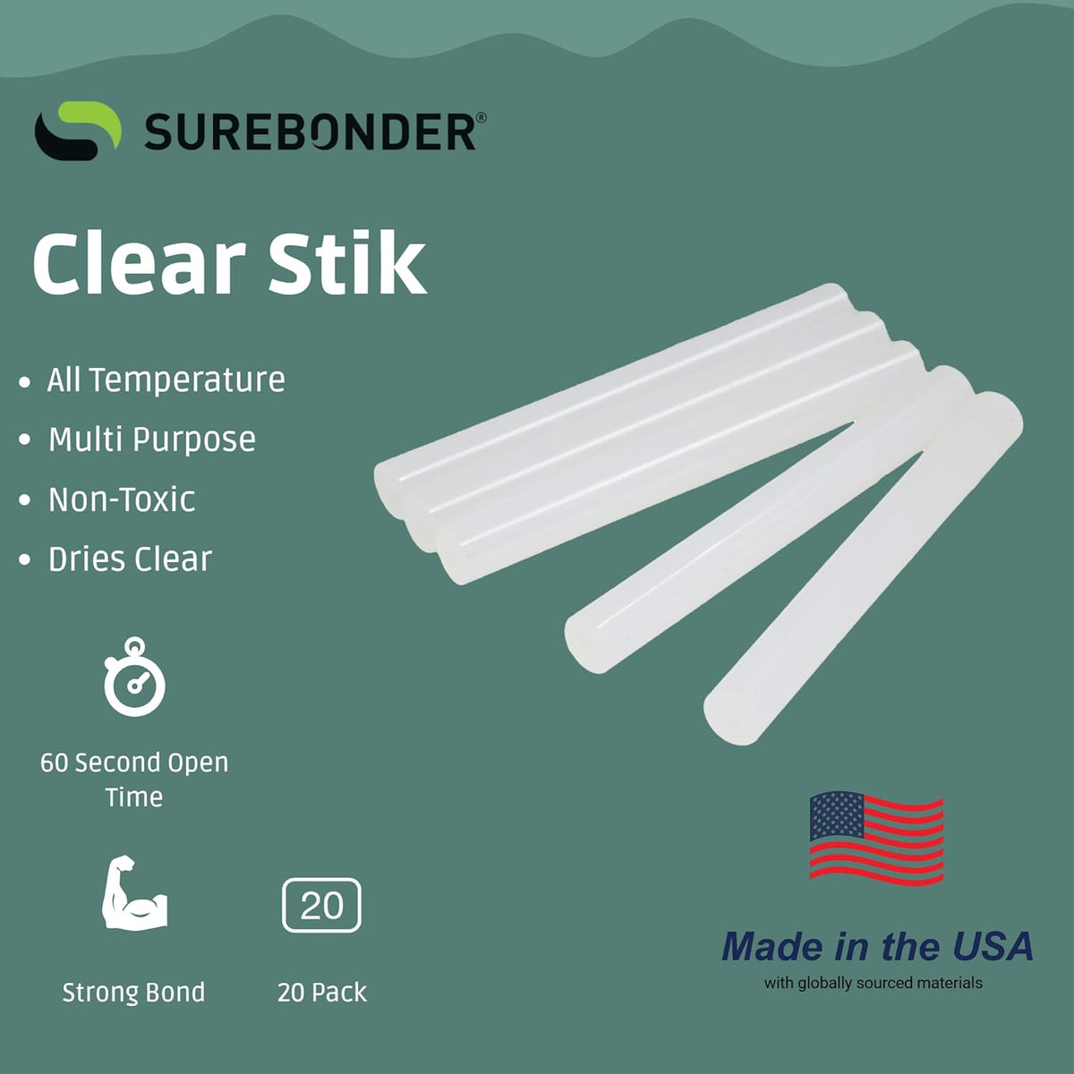 Surebonder Full-Size Hot Glue Sticks for Craft, DIY, and Repairs, All Purpose, All Temperature