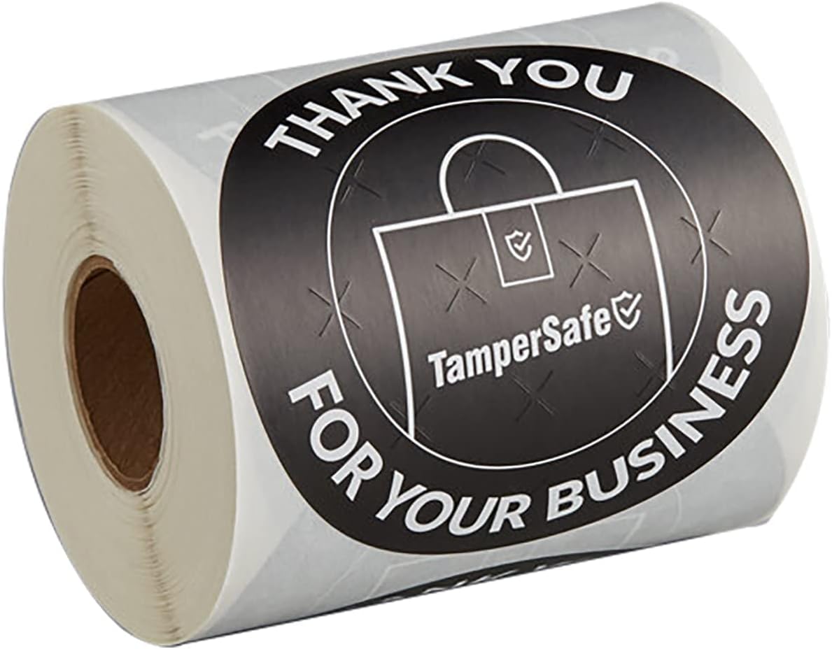 Angel's Peel Lounge Thank You Tamper Proof Stickers Roll — Tamper Evident Stickers for Delivery