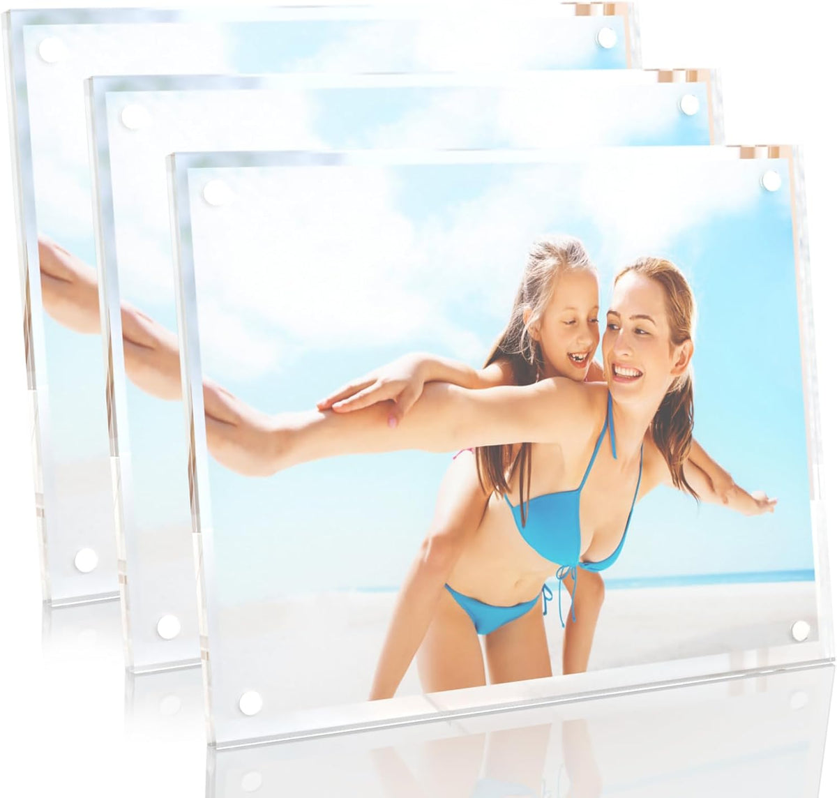 HELPLEX Picture Frames, 3 Pack 8x10 inch Acrylic Picture Frame Clear 8 x 10 Photo Frames Magnetic