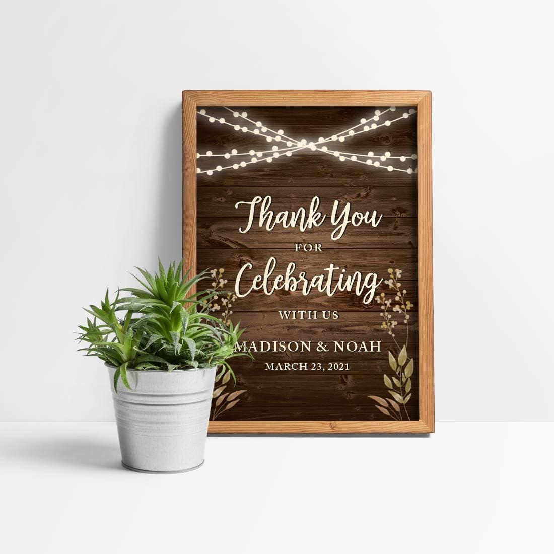 Andaz Press Personalized Extra Large Wedding Easel Party Sign, 12x18-inch, Rustic Wood with Hanging