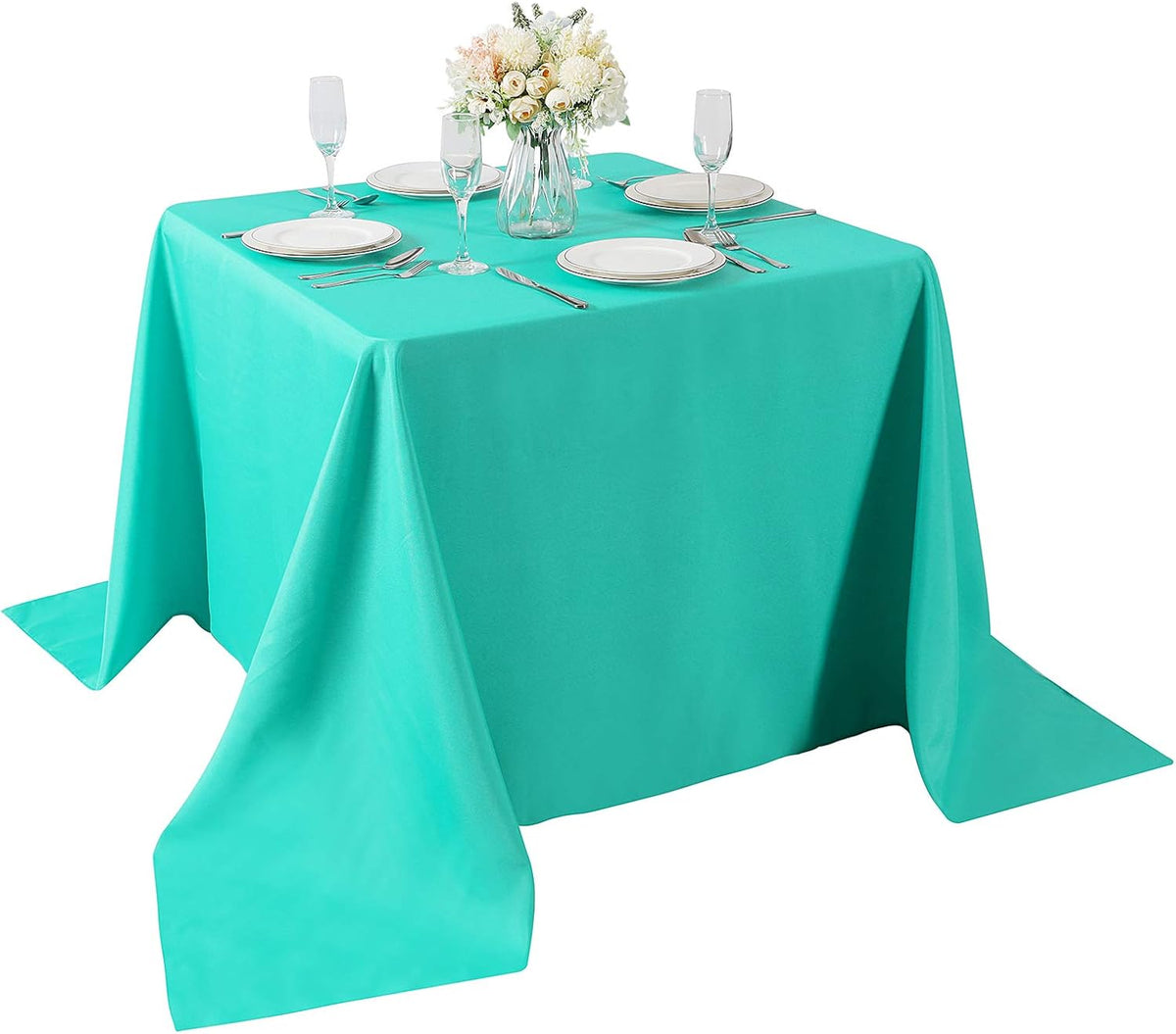 Cupuamon Square Tablecloth 90x90 inch Washable Polyester Fabric Table Cloth for Wedding Party