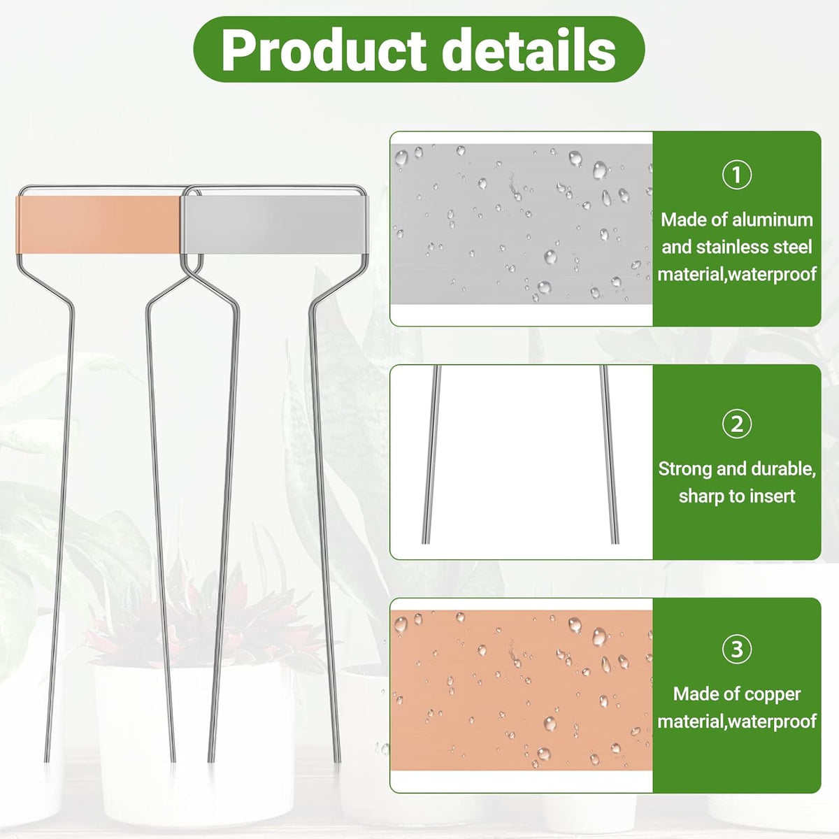 80 Pcs 10" High Plant Labels, Include 40 Copper Metal Plant Tags and 40 Weatherproof Garden