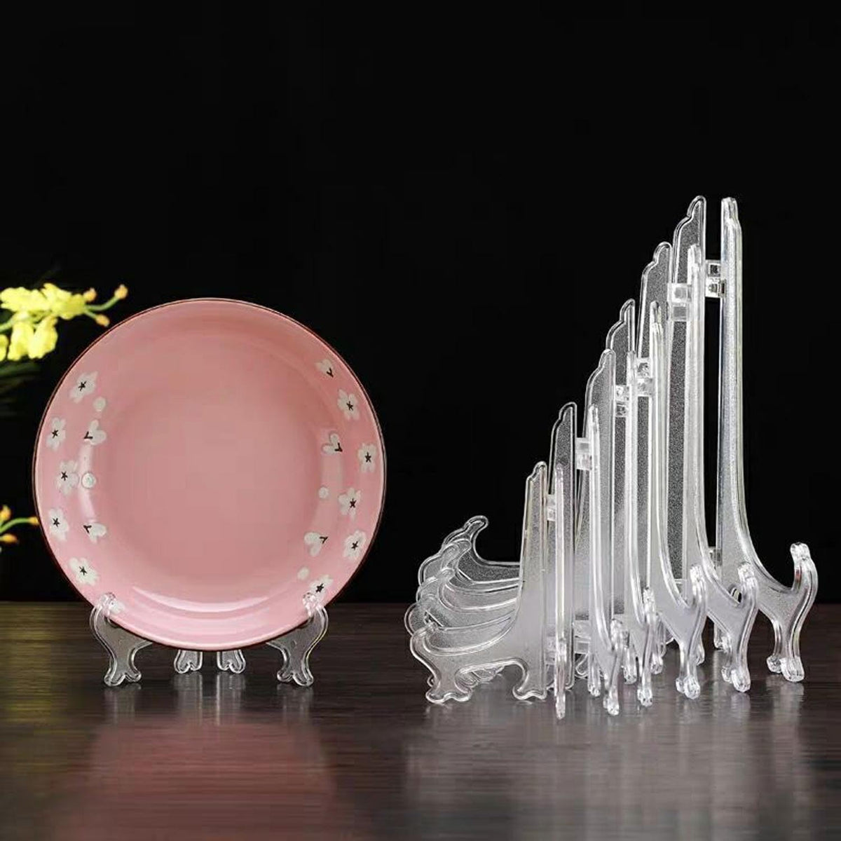 12 Pack 4 Inch Clear Plastic Easels or Stand/Plate Holders to Display Pictures or Other Items at