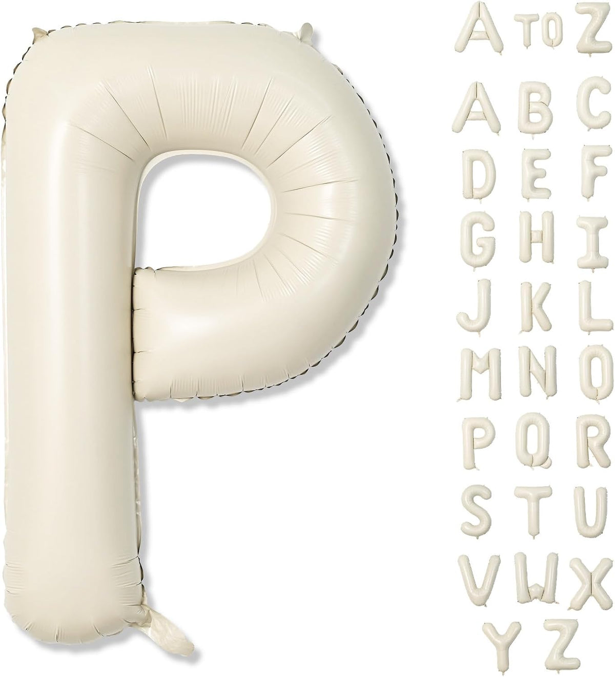 Giant Alphabet P Foil Name Balloons, Cream Ivory White Inflatable Word Balloons P Letters Birthday