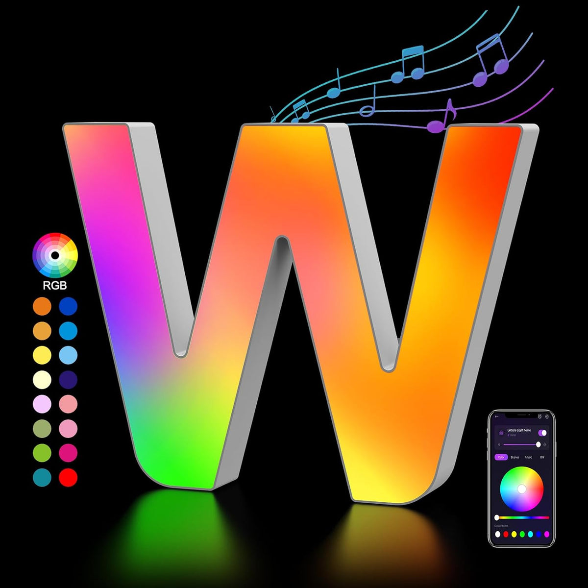 OJQ Light Up Letters LED Letter - Marquee Letters Room Decor Alphabet Letter Music Sync Color