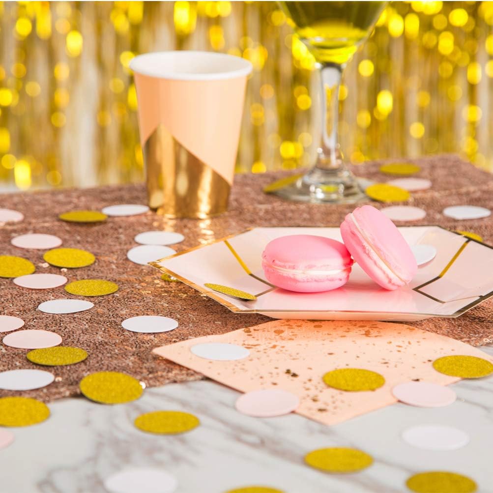 MOWO Confetti Circles Wedding Party Decor and Table Decor, 1.2’’ in Diameter (glitter gold pink and