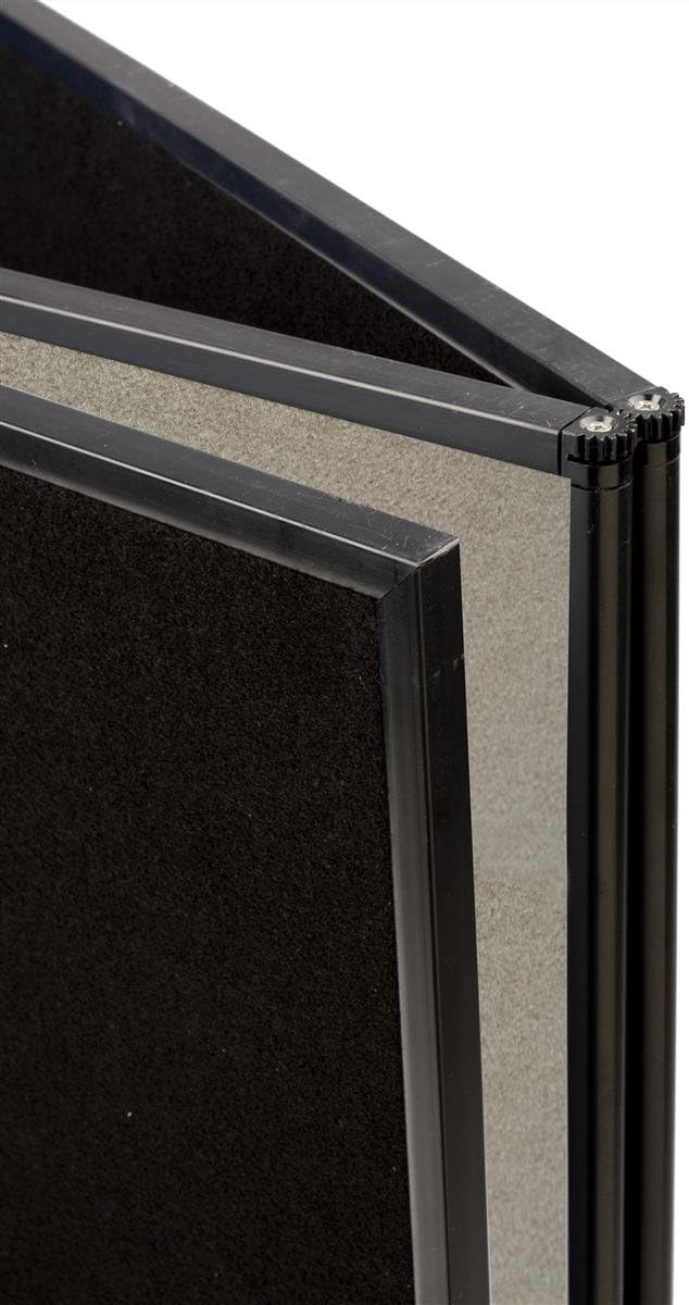 3-Panel Tabletop Display Board, 54 x 30 - Black and Gray Hook & Loop-Receptive Fabric, for