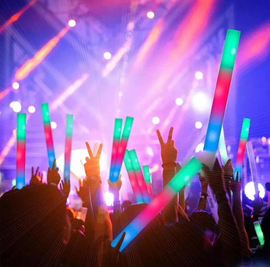 Super Z Outlet Upgraded Light up Foam Sticks, 3 Modes Colorful Flashing LED Strobe Stick for Party