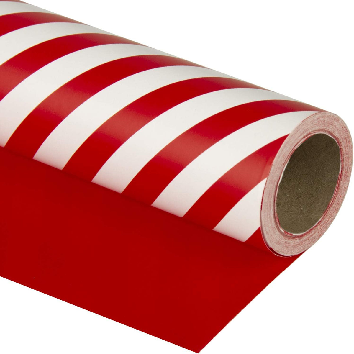 WRAPAHOLIC Reversible Wrapping Paper - Mini Roll - 17 Inch x 33 Feet - Red and Stripes Design for