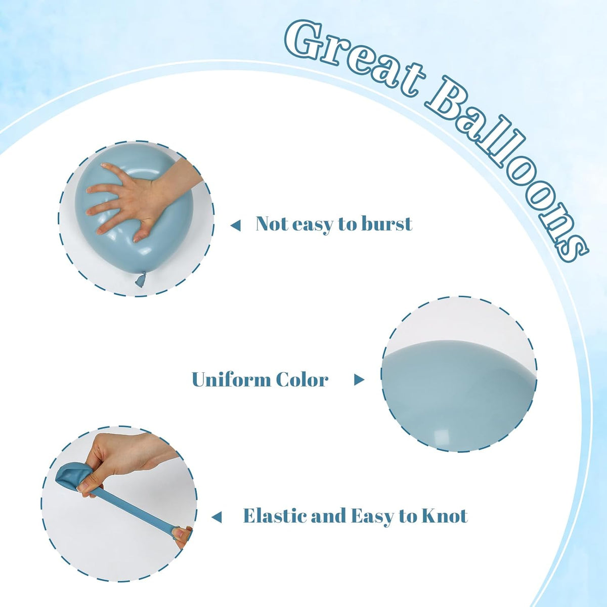 60pcs Blue and Brown Balloons 12inch with Brown Dusty Pastel Blue Sand White Balloons for One Sweet