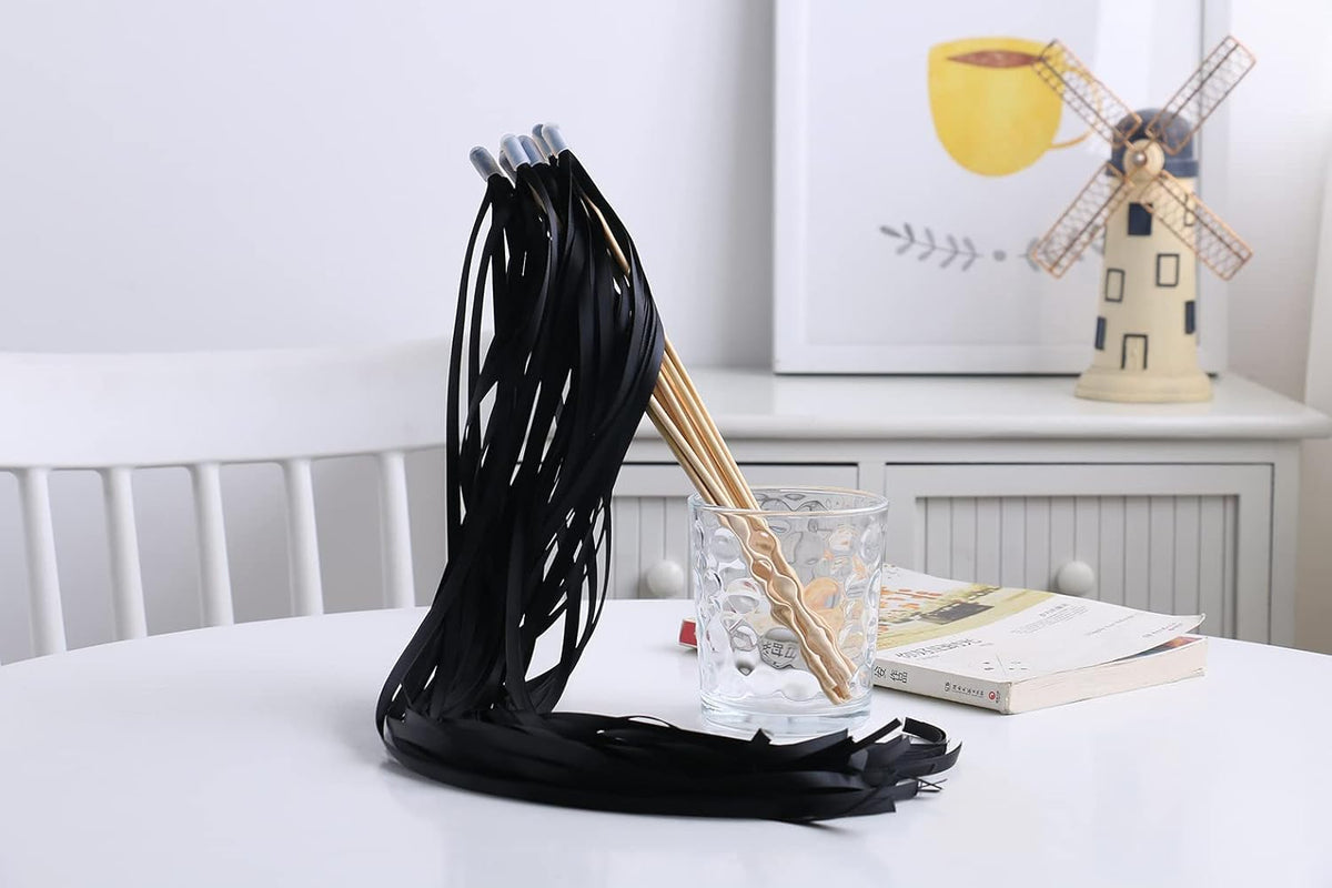 100PCS Ribbon Stick Wands Wedding Streamers with Silk Fairy Stick Wand for Wedding Party Baby