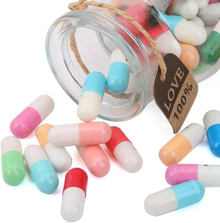Hefonti Capsule Message in a Bottle - 50pcs Cute Capsule Pills Gift for Girlfriend Boyfriend Women