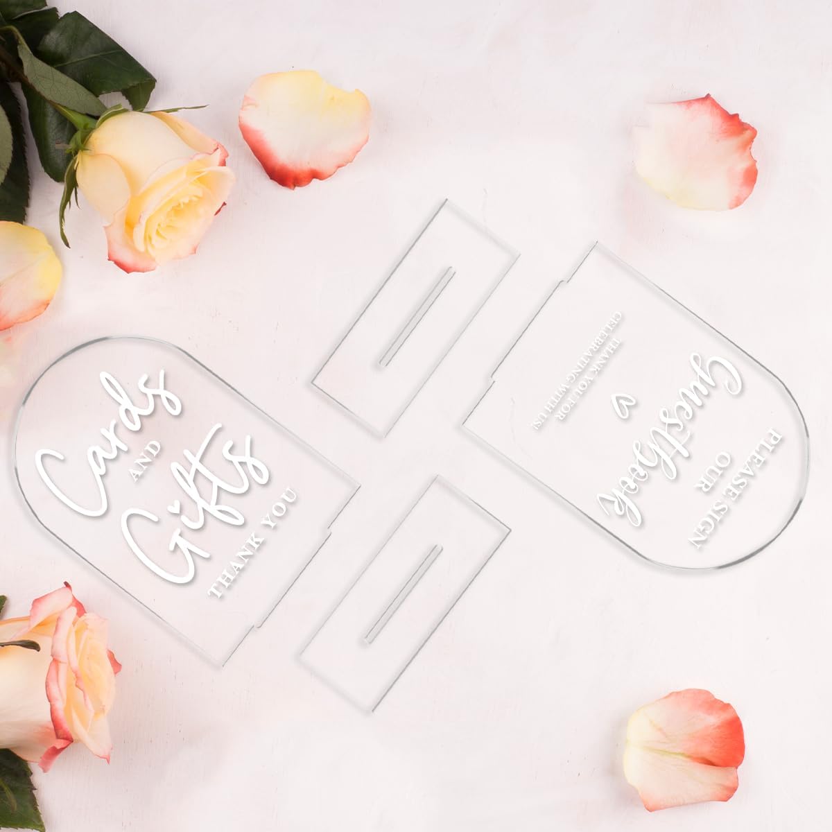 2 Pcs Acrylic Wedding Signs for Ceremony and Reception, Bridal Shower Decorations, Cards and Gifts