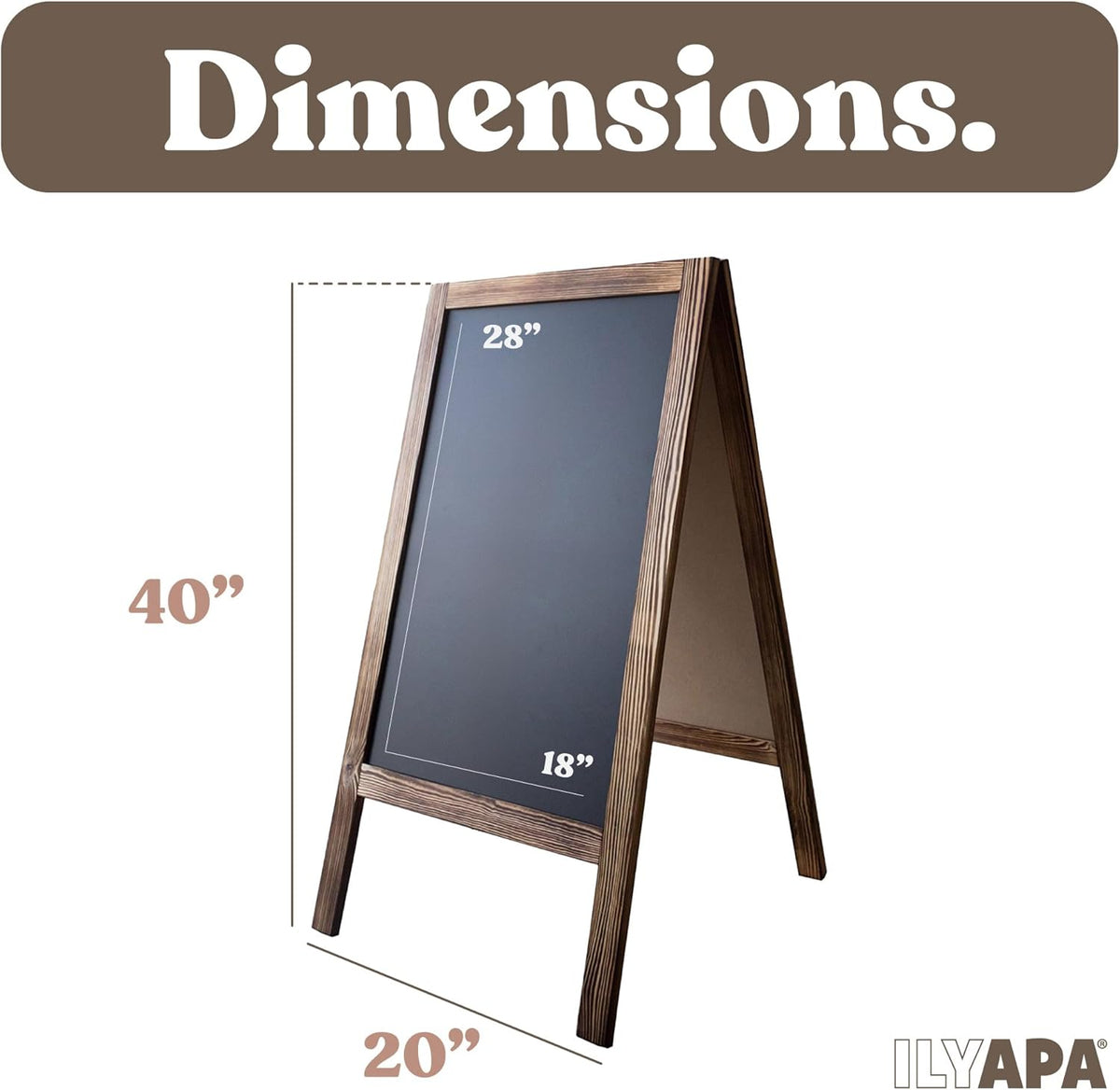 Ilyapa Wooden Sandwich Board Signs Outdoor A Frame Chalkboard Sign with Eraser & Chalk - Magnetic