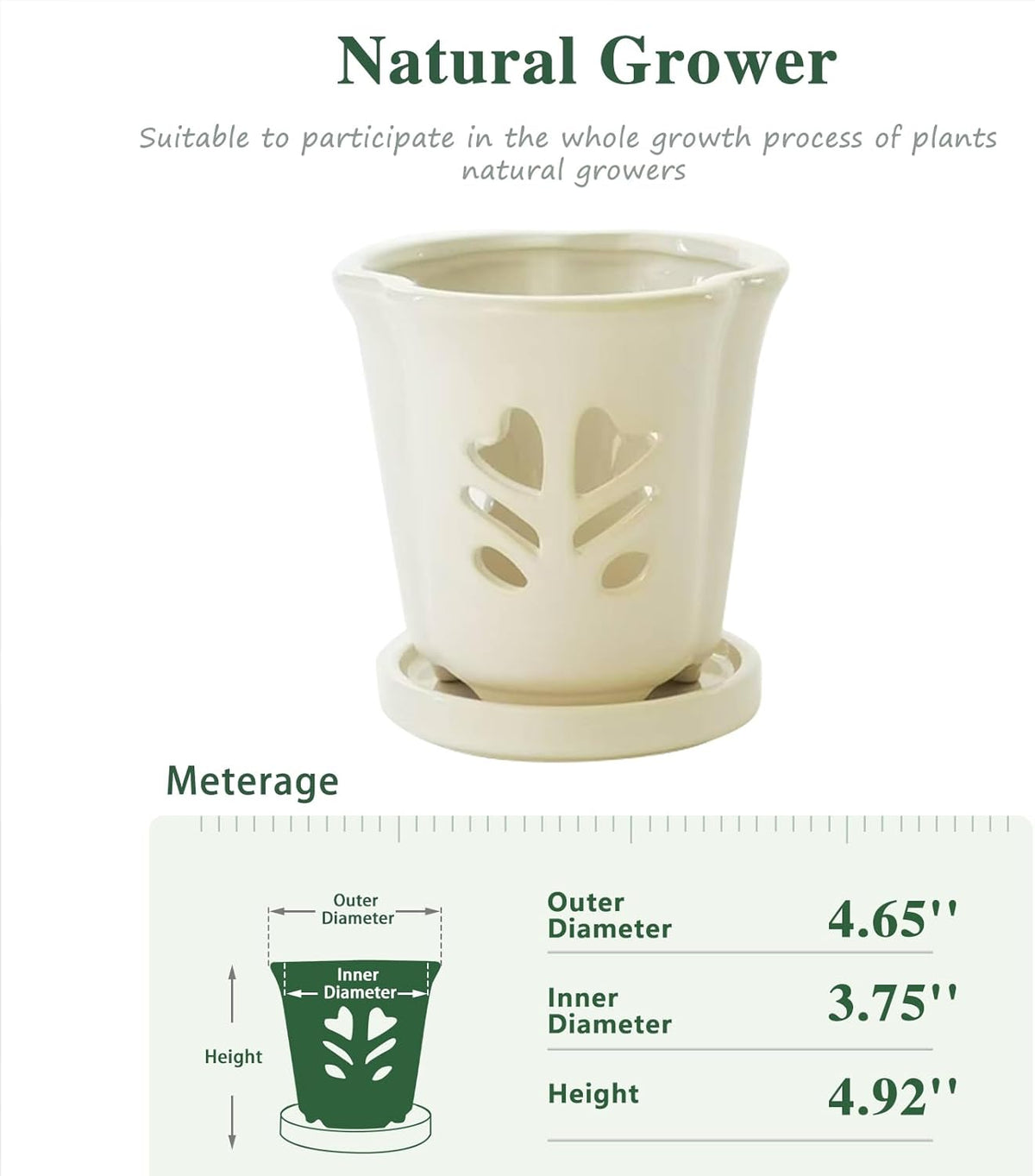 Ceramic Orchid Pot 4 Inch, Orchid Pots with Holes, Orchid Pot for Repotting, Beatiful Ice Cracked