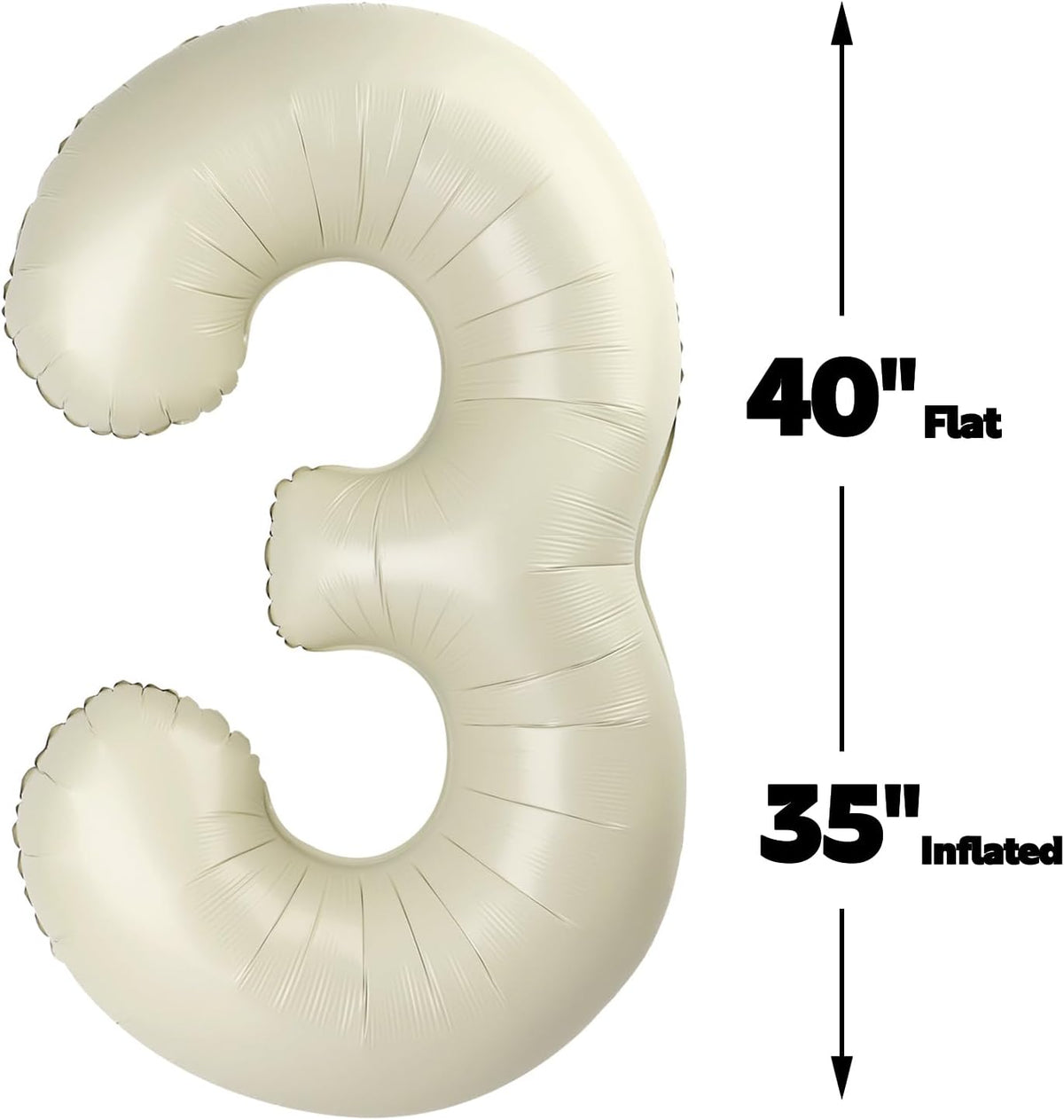 40 Inch Cream White 3 Large Number Balloon, 3 13 23 30 33 36 38 Cream White Birthday Party