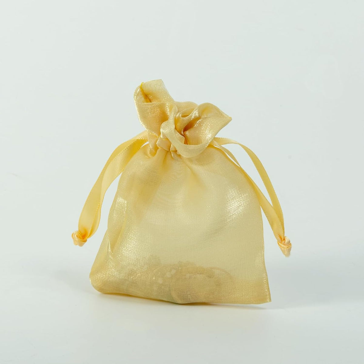 QIANF 20 Pcs Gold Small Organza Bags 3X4 inch for Wedding Favors with Drawstring, Mini Mesh Gift