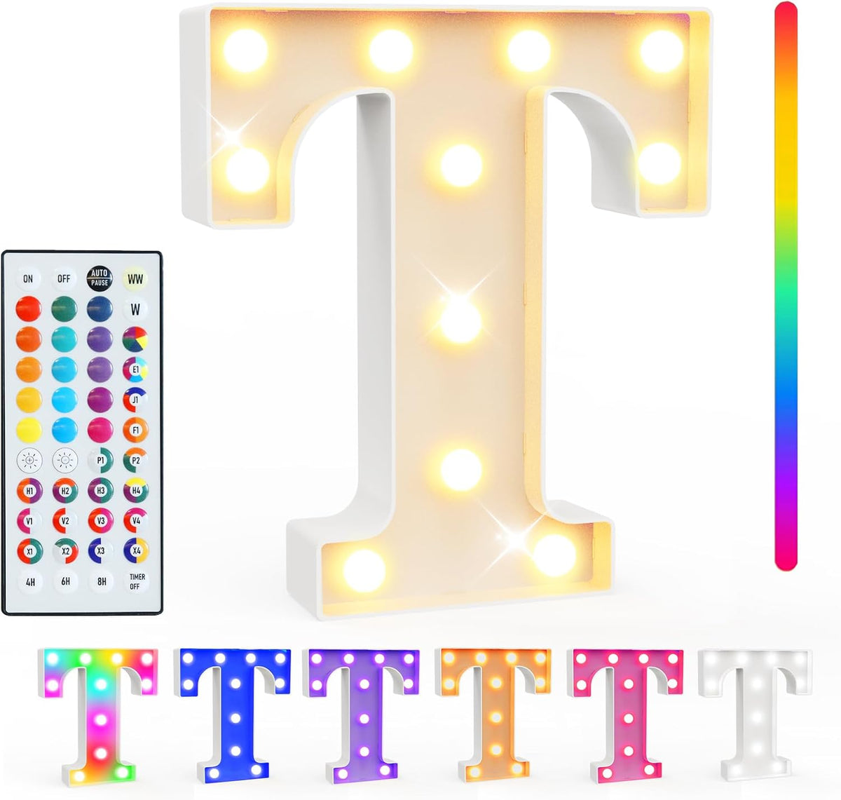 Pooqla Colorful Light Up Letters with Remote, Upgraded 35 Colors LED Marquee Letters, RGB Lighted