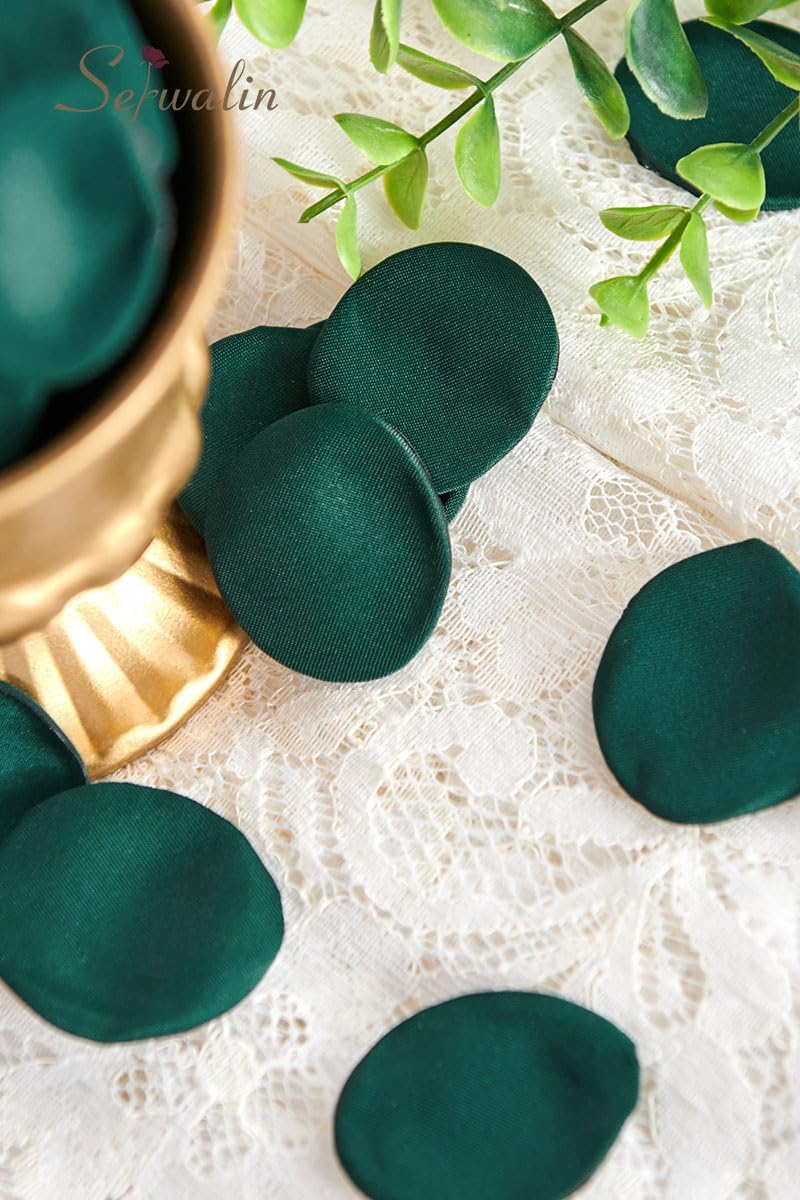 Serwalin 300Pcs Silk Rose Petals for Christmas Weddings Proposal Dark Green Flower Petals for
