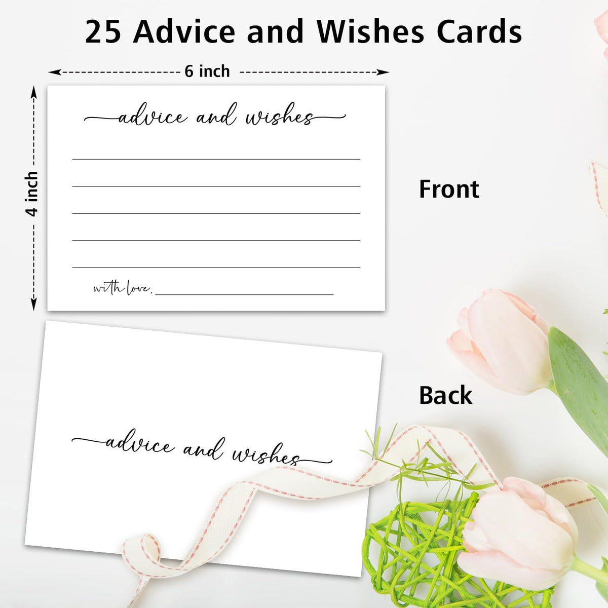 White Advice and Wishes Card, Advice Cards for The Bride and Groom, Bridal Shower,Wedding or Baby